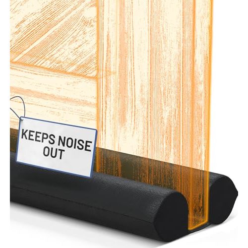 Under Door Draft Stopper, Easy Install, Fits 30-36” Doors, Reduces Air Draft, Noise & Sound | Draft Stopper for Bottom of Door, Gap Filler, Door Seal for Improved Insulation