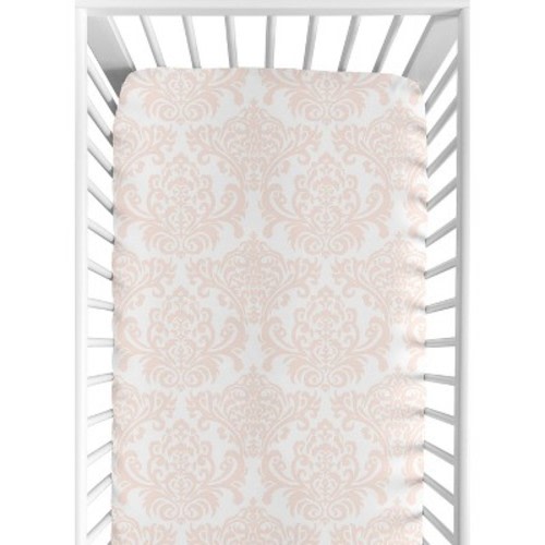 Sweet Jojo Designs Girl Baby Fitted Crib Sheet Amelia Pink and White
