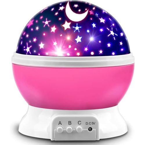 MOKOQI Star Projector, Night Light Lamp Fun Gifts for 1-4-6-14 Year Old Girls and Boys Rotating Star Sky Moon Light Projector for Kids Bedroom Decor -Pink