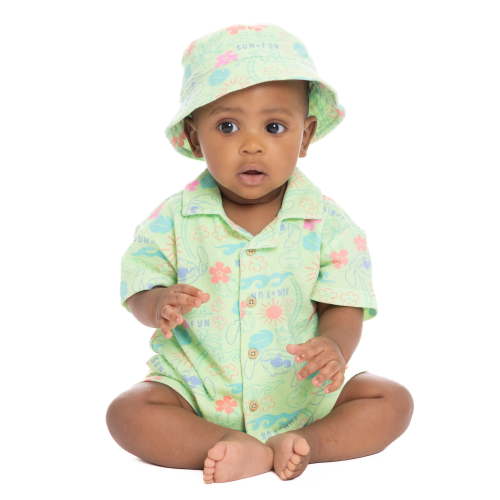 Disney Stitch Baby Boys Resort Short Set with Matching Hat, 3-Piece, Sizes 0M-24M