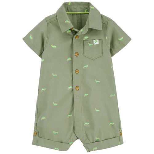Baby Chameleon Canvas Romper - Style,Green