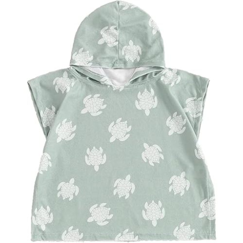 Baby Girl Boy Hooded Beach Towel Swim Cover Up Bath Towels Swim Poncho Swimsuit Cover Up Summer Clothes (B-Green,6-12 Months)