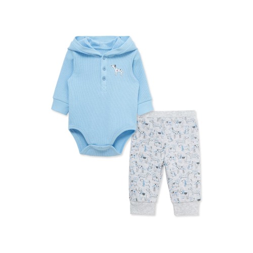 Hooded Waffle Knit Bodysuit & Pants, 6M