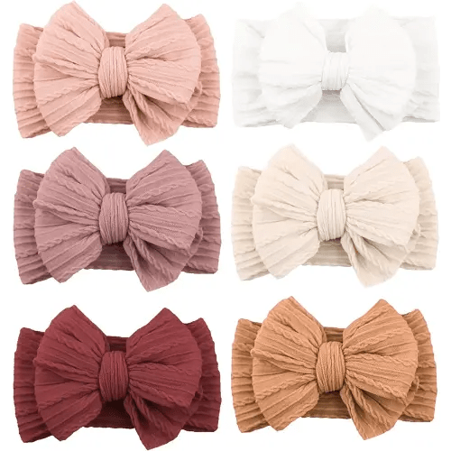 Niceye Handmade Baby Headbands Soft Stretchy Nylon Hair Bands with Bows for Newborn Infant Baby Toddler Girls- Pack of 6
