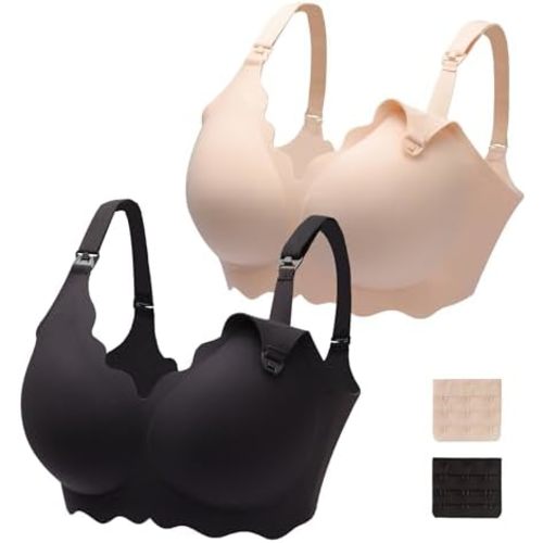 Nursing Bras for Breastfeeding,Pack of 2 Seamless Maternity Bras for Pregnancy Wireless Bralette Sleep Bra
