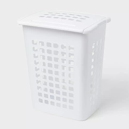 50L LiftTop Plastic Laundry Hamper, Mind Reader Basket Collection,Large Capacity Laundry Hamper Basket Withe Lid, White