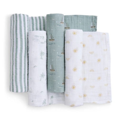 aden + anais Organic Cotton Muslin Swaddles in Sailing Seas 4 Pack