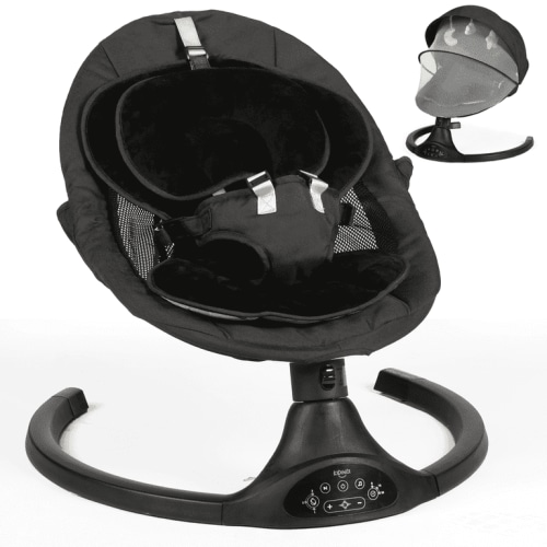 Baby Swing for Infants - Electric Infant Swing with 3 Swing Speeds and 10 Lullabies, Portable Indoor Baby Rocker, Touch Screen Control and Remote Control, Bluetooth, Black