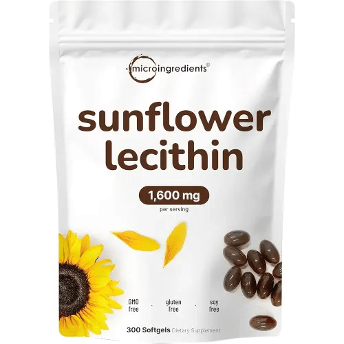Micro Ingredients Sunflower Lecithin 1,600mg Per Serving, 300 Softgels | Sustainably Farmed Source, Cold Pressed, Rich in Phosphatidyl Choline | Lactation Supplement* | Soy Free, Non-GMO