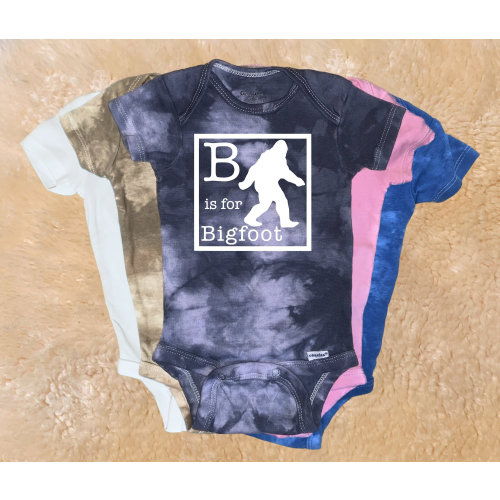 B is for Bigfoot Onesies®- Cryptid Sasquatch Funny Goth Spooky Baby Onesie Bodysuit, Unisex Infant Newborn Toddler Tee Shirt Shower Gift
