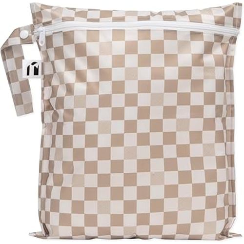 Bumkins Waterproof Wet Bag for Baby, Travel, Swim Suit, Cloth Diapers, Pump Parts, Pool, Gym Clothes, Toiletry, Strap to Stroller, Daycare, Zipper Reusable Bag, Wetdry Packing Pouch, Sand Check