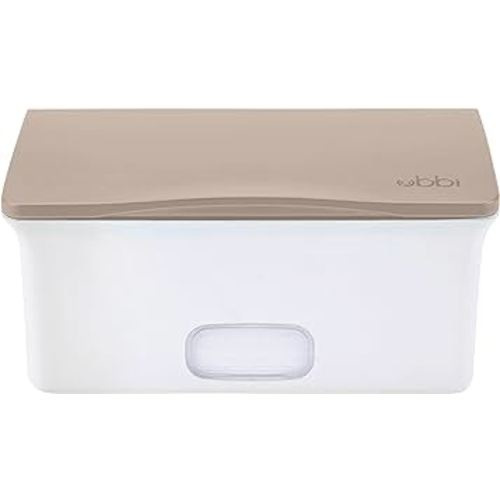 Ubbi Baby Wipes Dispenser with Weighted Plate and Secure Seal, Nursery and Baby Registry Essential to Keep Wipes Fresh, Taupe