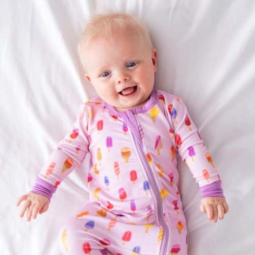 Baby Bamboo Pajamas W/ DreamCuffs®, Pink Posicle - Dreamland Baby | Maisonette