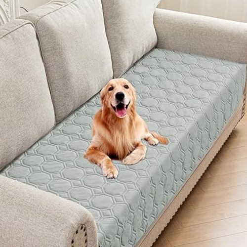 ZNSAYOTX Ultimate Cozy Blankets (30"x70") 100% Waterproof Sofa Mat Blanket for Dog Pets, Bed Couch Protector with Non-Slip Back Washable Durable, Pee Scratch Proof Easy to Clean (Light Grey)
