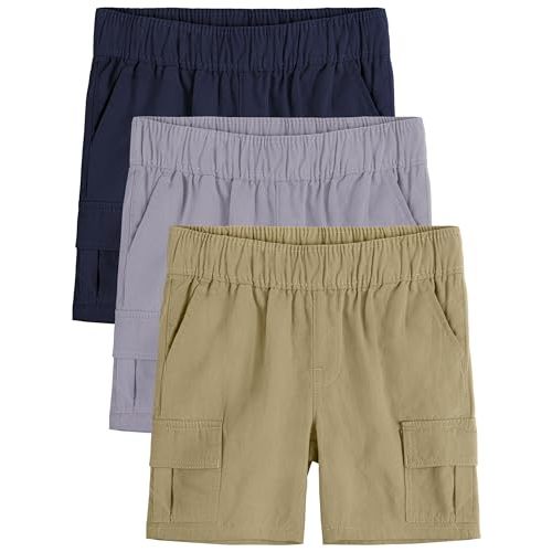 OHD 3 Pack Toddler Boy Uniform Shorts, School Uniforms for Boys Cargo Jogger Clothes, Summer Classic Fit