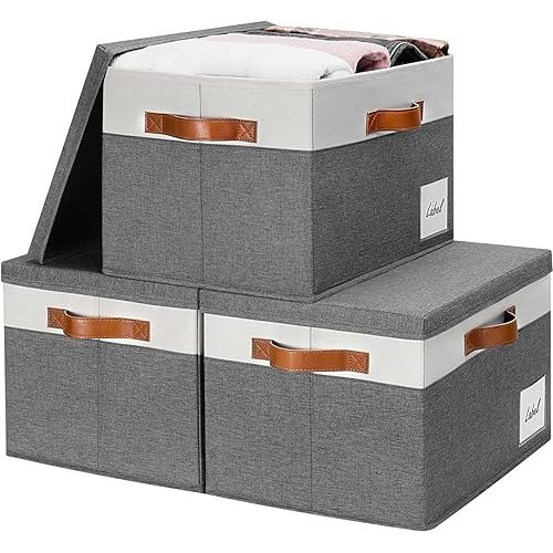 GhvyenntteS Storage Bins with Lids 3 Pack