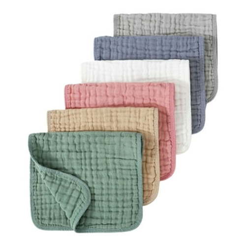 CZHQWE Natural Baby Products Cotton Washcloths Muslin Burp Cloths 6 Pack Large 20" By 10" 100% Cotton 6 Layers Extra Absorbent And Soft Multicolour