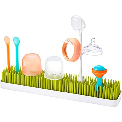 Boon Patch Countertop Baby Bottle Drying Rack - Space Saving Bottle Rack for Drying and Organization - Kitchen Baby Needs - Baby Bottle-Feeding Supplies - Green and White