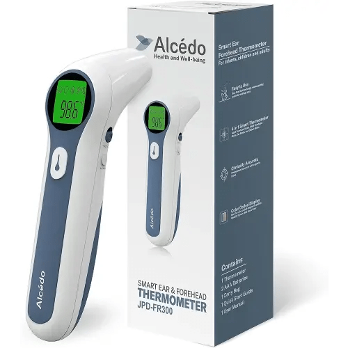 Alcedo Forehead and Ear Thermometer for Adults, Kids, and Baby | Digital Infrared Thermometer for Fever | Touchless, Instant Read, Medical Grade | Pouch and Batteries Included