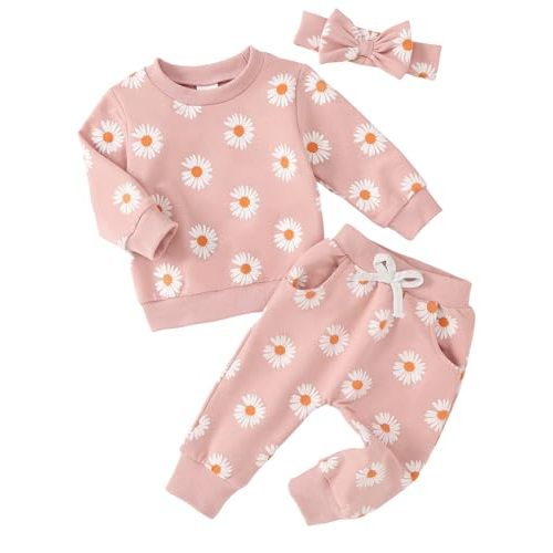 Yvowming Toddler Baby Boy Girl Clothes Long Sleeve Sweatshirt Pullover Tops + Joggers Pants Outfit Set