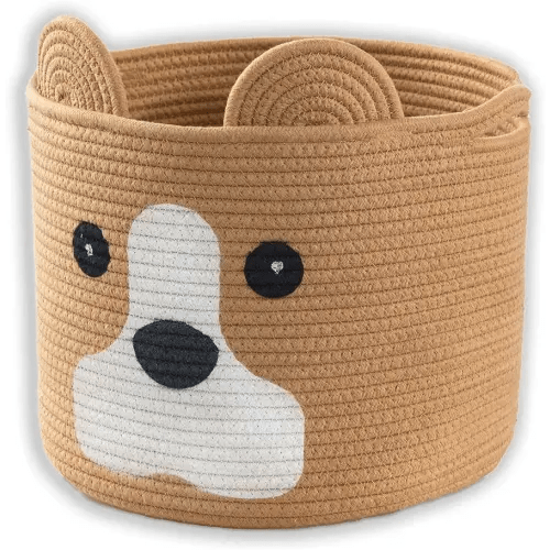 Ushang Pet Dog Toy Storage Basket, Woven Cotton Rope Animal Storage Basket Bin for Kids, Baby Toys Basket, Dog Gifts for Dog Lovers - 12" L X 10" H