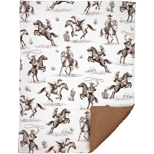 Western Baby Blanket, Cowboy Minky Blankets for Boys Girls, Nursery Room Decor, Soft Warm Lightweight Nursery Bed Blanket for Newborn Toddlers Son Daughter (05)