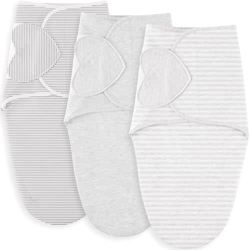 Susurration Swaddles for Newborns, 100% Cotton Baby Swaddle Sleep Sack, with Adjustable Velcro, Breathable and Durable Unisex Swaddle Sleep Sack, 3 Pack