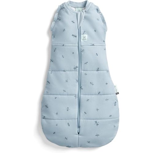 ergoPouch Cocoon Swaddle Sack 0.2 TOG - Baby Sleep Sack, Gentle Snug Fit Helps Calm Startle Reflex, Ideal for Arms In/Out Sleeping, Soft Breathable Fabric for Better Sleep (0-3 Months, Dragonflies)