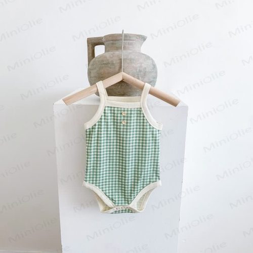 Baby Plaid Strap Bodysuit