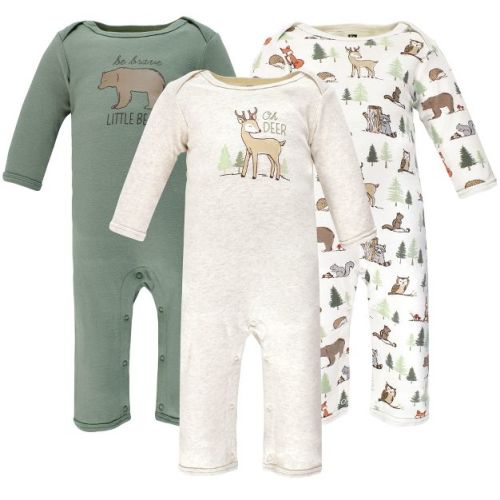 Hudson Baby Infant Boys Cotton Coveralls, Forest Animals, 3-6 Months