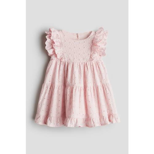 RUFFLED EYELET-EMBROIDERED DRESS