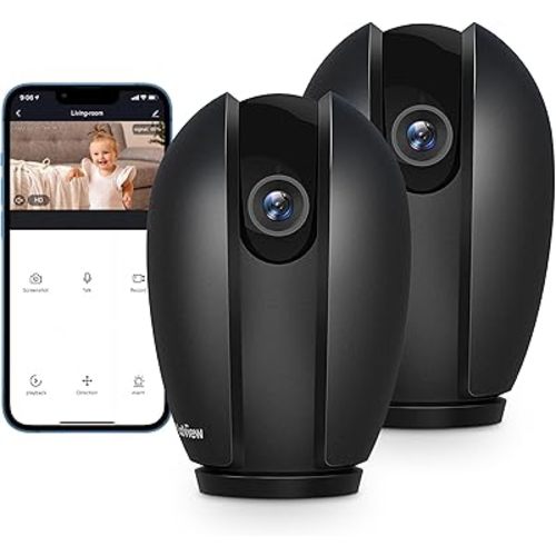 LaView Security Cameras for Home + 2X 32GB SD Cards, PT Home Security Camera System with Motion Detection, Two-Way Audio, Night Vision, Indoor WiFi Camera for Baby/pet, Alexa, USA Cloud Service