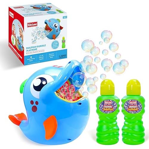 Kidzlane Bubble Maker Machine for Kids - Big Bubbles Speed Blower for Toddler's Outdoor Party Play - Makes 500 to 1000 per Minute (Bubble Dolphin)