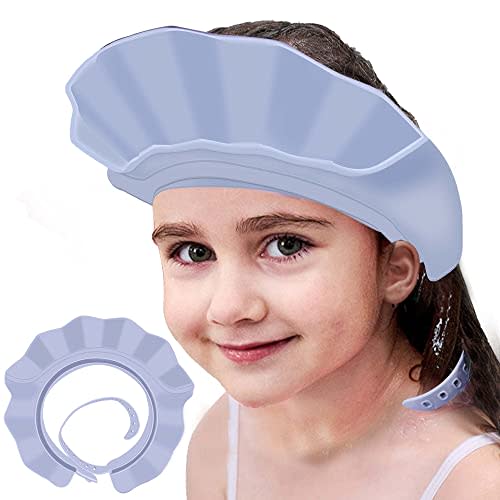 KOMIDK Baby Kids Shower Cap Shampoo Bath Bathing Hat Silicone Adjustable Washing Hair Shower Bathing Protection Shower Cap for Toddler, Baby, Kid, Children (Blue)