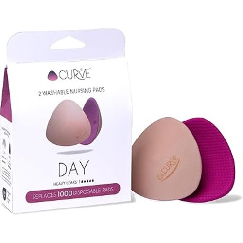 Essential Day - 2 Nursing Pads - Ultra Absorbent - Reusable & Washable Breast Pads - Heavy Leaks - Stay Dry All Day, Eco-Friendly. Say Goodbye to Disposable Pads