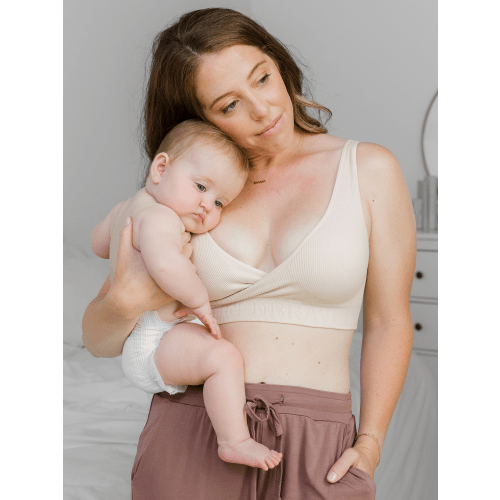 Sublime® Adjustable Crossover Nursing & Lounge Bra | Stone