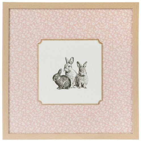 Pink Floral & Bunnies Wood Wall Decor