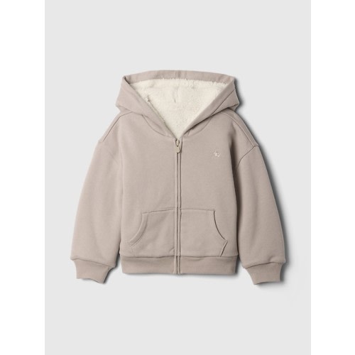 babyGap Cozy Vintage Soft Zip Hoodie in quail brown, size: 12-18 M