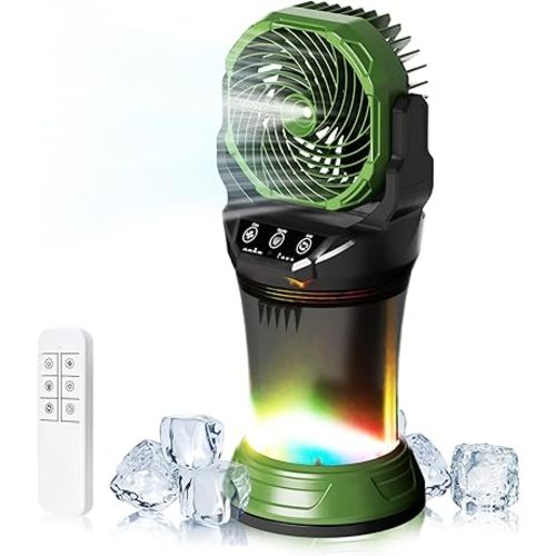 Portable Misting Fan with Remote & 30000mAh Rechargeable Misting Fans for Outside Patios Camping Beach & Workshops Mist Fan Portable for Outdoor/Indoor 2L Water Tank RGB Light 4 Speeds & Spray