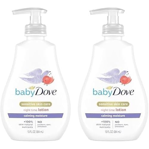 Baby Dove Sensitive Skin Care Baby Lotion For a Soothing Scented Lotion Calming Moisture Hypoallergenic and Dermatologist-Tested 13 oz (Pack of 2)