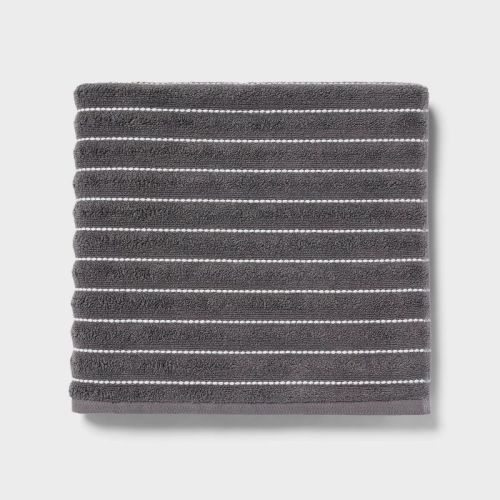 Bath Towel- Dark Gray Striped