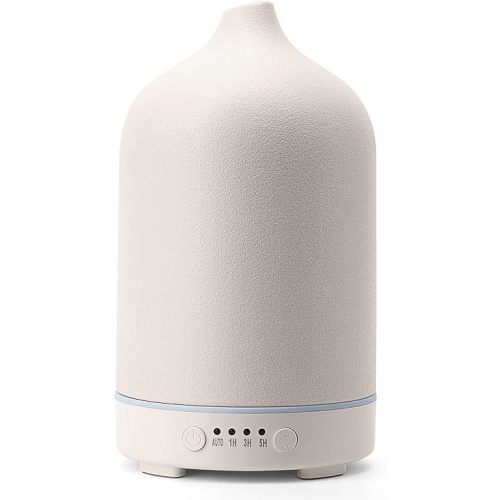 Diffuserlove Ceramic Diffuser 250ML Essential Oil Diffusers Aromatherapy Essential Oil Diffuser for Room Air Diffuser for Home Bedroom Stone Diffuser (White Big Size 250ml)