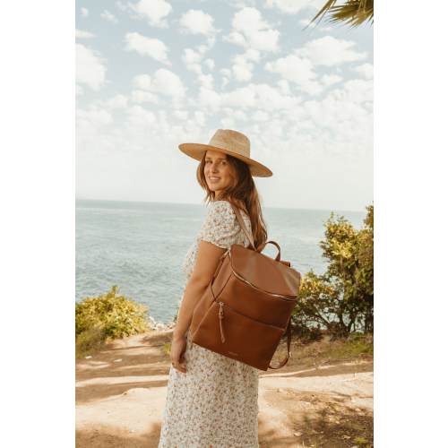 Brown Leather Diaper Backpack