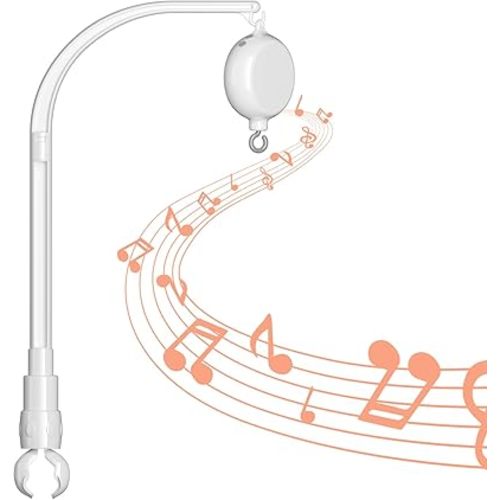 FEISIKE Baby Crib Mobile Arm with Music Box Spin Motor,23 Inch,Volume Control,3 Modes(Turn & Music,Turn Only, Music Only),Nursery Decor Hanger,Holder for DIY Clamp Mobile,35 Lullabies,30 Min Auto-Off