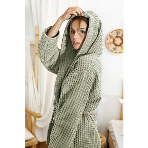 Organic Cotton Waffle Robe: Turkish Handmade Unisex Bathrobe