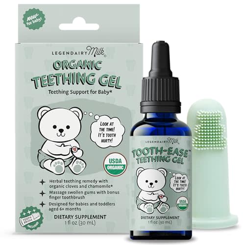 Legendairy Milk Organic Teething Gel - Baby Teething Relief Drops, Clove and Chamomile - Ideal for Babies and Toddlers - Sugar Free, 120 Servings