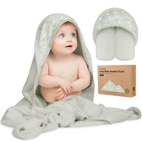 KeaBabies Baby Hooded Towel - Viscose Derived from Bamboo Baby Towel, Toddler Bath Towel, Infant Towels, Large Hooded Towel, Soft Baby Towels with Hood for Girls, Babies, Newborn Boys (Serenity)