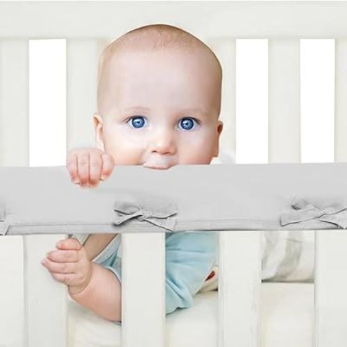 3 Pcs Soft 3pc Soft Breathble Sets, Reversible Guardrail Cover Protector for Boys Girls(Gray)