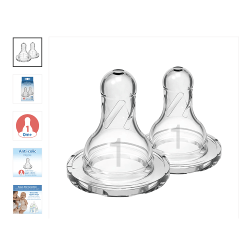 Dr. Brown's Natural Flow Narrow Baby Bottle Silicone Nipple, 2-Pack