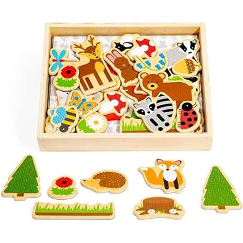 Bigjigs Toys Wooden Woodland Magnets - 35 Magnets